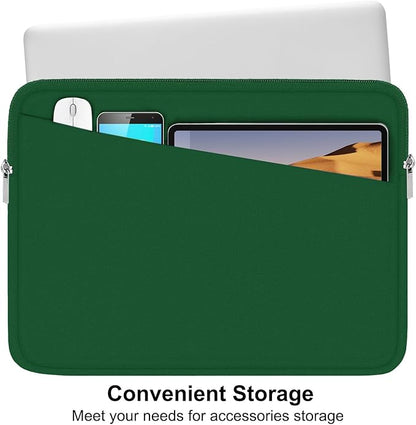 15.6 inch Laptop Sleeve, Durable Carrying Bag Protective Case Briefcase Handbag with Front Pocket, Slim Computer Cover for 15-16 Inch HP, Dell, Lenovo, Asus, Notebook, Dark Green