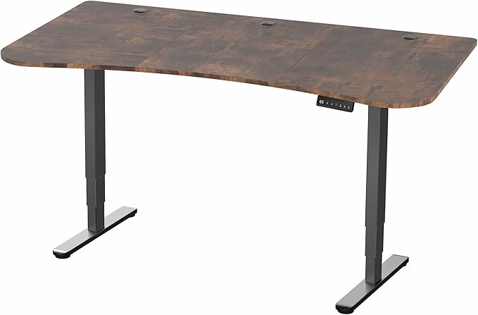 VIVO Electric 63 x 32 in Dual Motor Rustic Standing Desk, Memory Height Adjustment, 2B Series, Vintage Brown Top Black Frame, DESK-KIT-2B1N