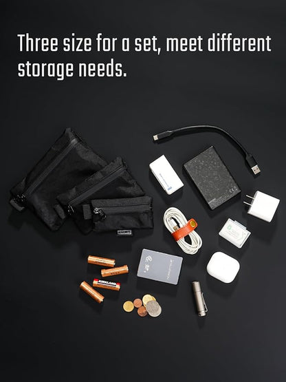 TACTICAL GEEK Storage A5 EDC Storage Pouch Set, Molle EDC Gadget Pouch, Multi-Functional Utility Small Tool Pocket for Daily Carry (Light Black)