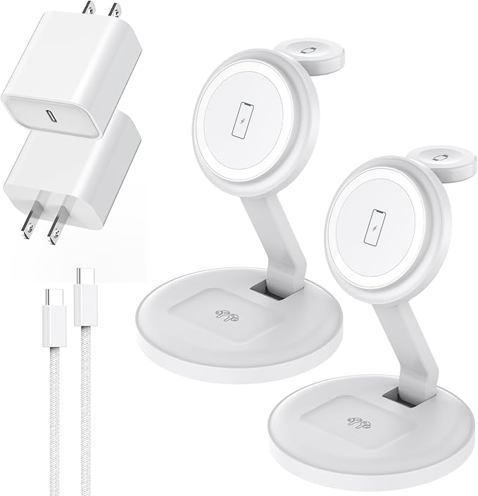 3 in 1 Foldable Magnetic Wireless Charging Station,iPhone Mag-Safe Charger,15W Fast MagSafe Charger Stand for Apple iPhone16Pro Max/16 Pro/15 ProMax/14/13/12,Apple Watch Ultra/2/SE to S9,AirPods Pro 3