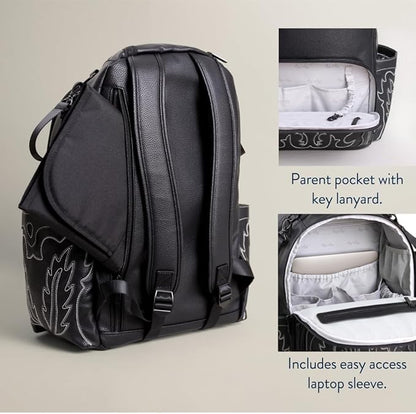 Itzy Ritzy Diaper Bag Backpack – Large Capacity Boss Plus Baby Backpack Diaper Bag Featuring 19 Pockets, Changing Pad, Stroller Clips, and Comfortable Straps (Outlaw)
