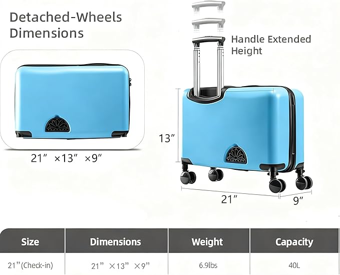 Kids Carry On Travel Ride On Scooter Luggage with Wheels - Durable Toddler Suitcase for Boys & Girls Ages 2-14