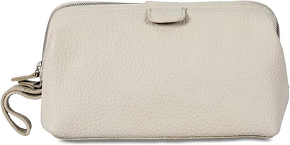 KomalC Premium Buffalo Leather Toiletry Bag for Men & Women With Water resistant Lining, Grooming Travel Pouch, Unisex Wash Bag for Toiletries, Gifts for Men and Women