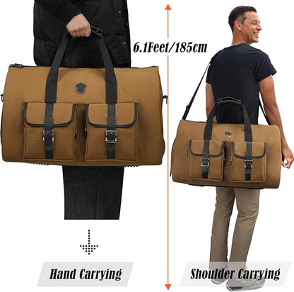 WELKINLAND 48H Garment Duffle Bags For Travel,10-Pockets Carry On Garment Bag, 3 Suit Travel Bags, 62L 2-In-1 Garment Duffel Bag, Convertible Garment bag, Boardable Garment Bag