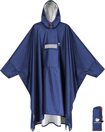 ANYOO Hooded Rain Poncho for Adults Waterproof Lightweight Rain Coat for Men Women Reusable Rain Jacket for Emergency Outdoor