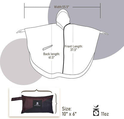 SaphiRose Rain Poncho Jacket Coat Hooded for Adults with Pockets