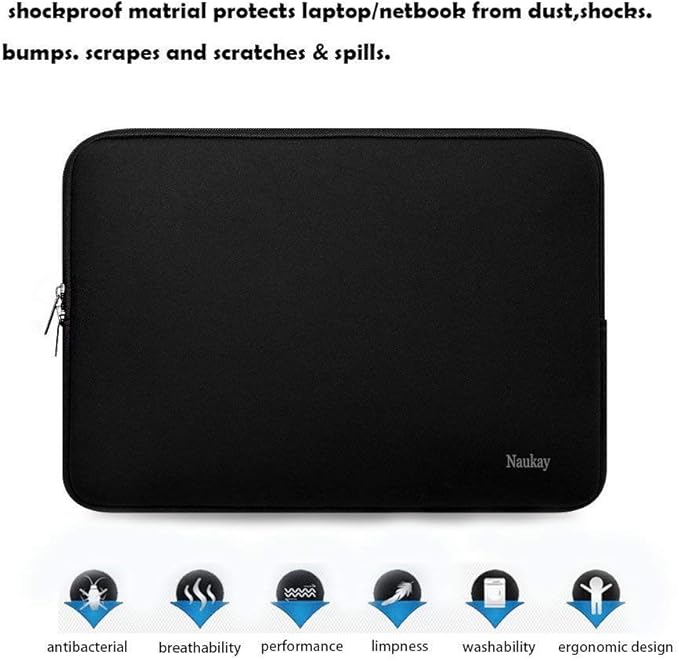 Naukay Laptop Sleeve Case, 15.6 Inch,Resistant Neoprene Notebook Computer Pocket Case/Tablet Briefcase Carrying Bag Compatible Asus/Dell/Fujitsu/HP/Sony/Toshiba/Acer- (Black)