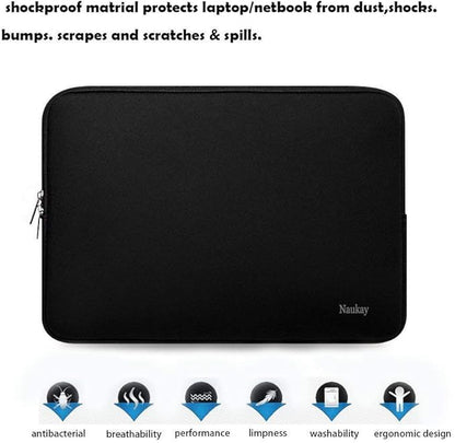Naukay Laptop Sleeve Case, 15.6 Inch,Resistant Neoprene Notebook Computer Pocket Case/Tablet Briefcase Carrying Bag Compatible Asus/Dell/Fujitsu/HP/Sony/Toshiba/Acer- (Black)