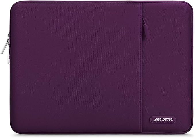 MOSISO Laptop Case 13.3 inch, 13-13.3 inch Laptop Sleeve Compatible with MacBook Air/Pro 13/Pro 14 M5 M4 M3 M2 M1, HP Dell ASUS Lenovo,Polyester Vertical Computer Sleeve Bag with Pocket,Magenta Purple