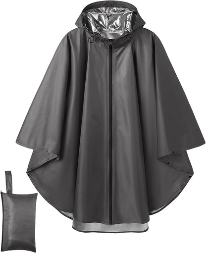 COOFANDY Rain Ponchos for Adults Full Zip Lightweight Rain Jackets Waterproof Packable Raincoats with Hood Hiking Camping