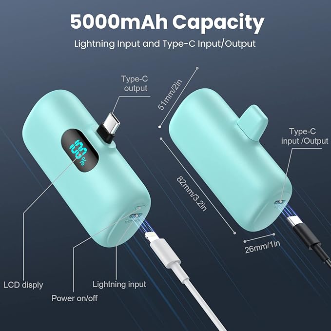 [2 Pack]Small Portable Charger for iPhone 17/16/15 Series,5000mAh 3A PD USB C Power Bank, Mini Travel Essentials Battery Pack for iPhone 17/17 Pro/16/16 Plus/16 Pro/15 Pro Max,Samsung,Android/LG etc