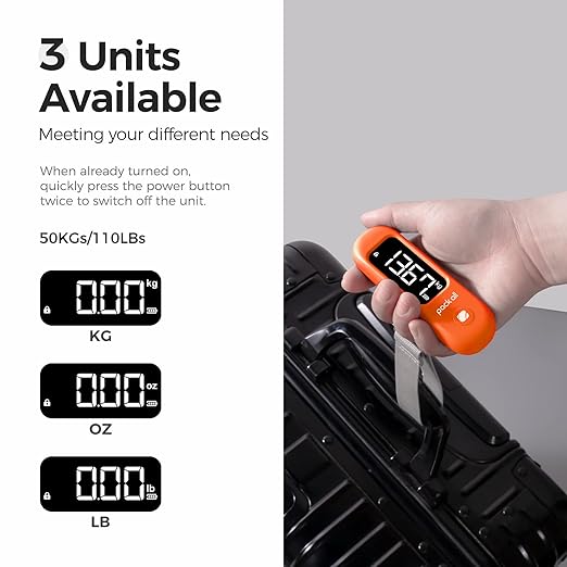 pack all 110 Lbs Luggage Scale, Digital Handheld Baggage Scale, Travel Suitcase Weight Scale with LCD Display, Battery Included, Orange