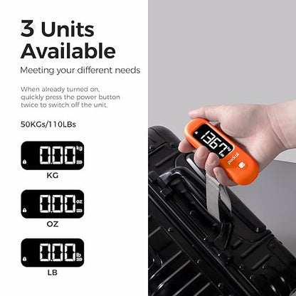 pack all 110 Lbs Luggage Scale, Digital Handheld Baggage Scale, Travel Suitcase Weight Scale with LCD Display, Battery Included, Orange