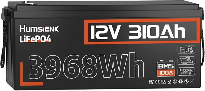 12V 300Ah (310Ah) LiFePO4 Lithium Battery – Max. 3968Wh, 15000+ Deep Cycle Battery with 100A BMS, Low-Temp Cutoff | A+ Grade Cells for Marine, Trolling Motor, Off-Grid Home Energy Storage, Van Life