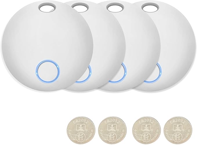 Tracker Tags 4 Pack, Luggage Tracking Tags Compatible with TUYA App and Smart Life APP, Both iOS and Android Compatible, Key Finder Locator with Sound, Smart Tag, Item Finder for Keys, Bags