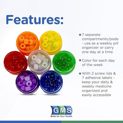 7 Day Medicine Pill Organizer - Stackable Pill Box, Extra Small Size - Fits Small Tablets & Vitamin Supplements - Keep Your Daily Medicine Organized in One Place