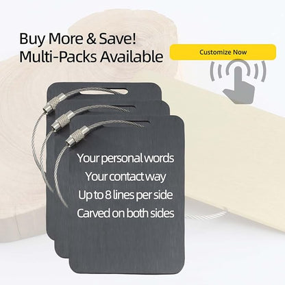 Sturdy Personalized Luggage Tags for Suitcases,Cruise Essentials Travel Tags for Luggage,Travel Bag Labels,Heavy-Duty Stainless Steel Black Rectangular Vertical Suitcases Tags no icon