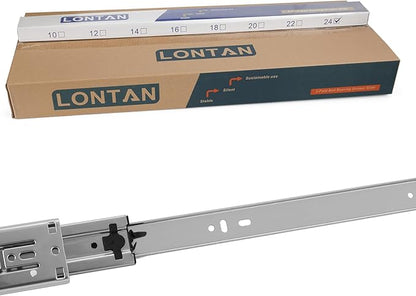 LONTAN 10 Pairs Soft Close Drawer Slides 20in SL4502S3-20 Ball Bearing Full Extension Dresser Drawer Glides Side Mount Heavy Duty Cabinet Rails 100lb Capacity
