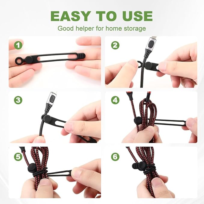 Data Cable Organizer, 2025 Upgrade Silicone Headphone Organizers, Silicone Cable Ties Reusable Cable Management Organizers Multipurpose Elastic Cord Organizer for Bundling and Fastening Cables (5Pcs)