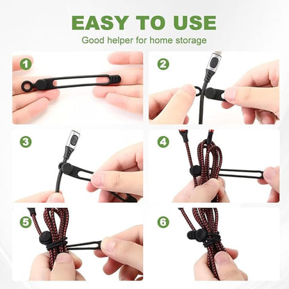 Data Cable Organizer, 2025 Upgrade Silicone Headphone Organizers, Silicone Cable Ties Reusable Cable Management Organizers Multipurpose Elastic Cord Organizer for Bundling and Fastening Cables (5Pcs)