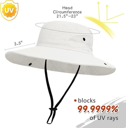 ZOORON Women's Ponytail Safari Sun Hat,Wide Brim UV Protection Outdoor Bucket Hat,Foldable Beach Summer Fishing Hat