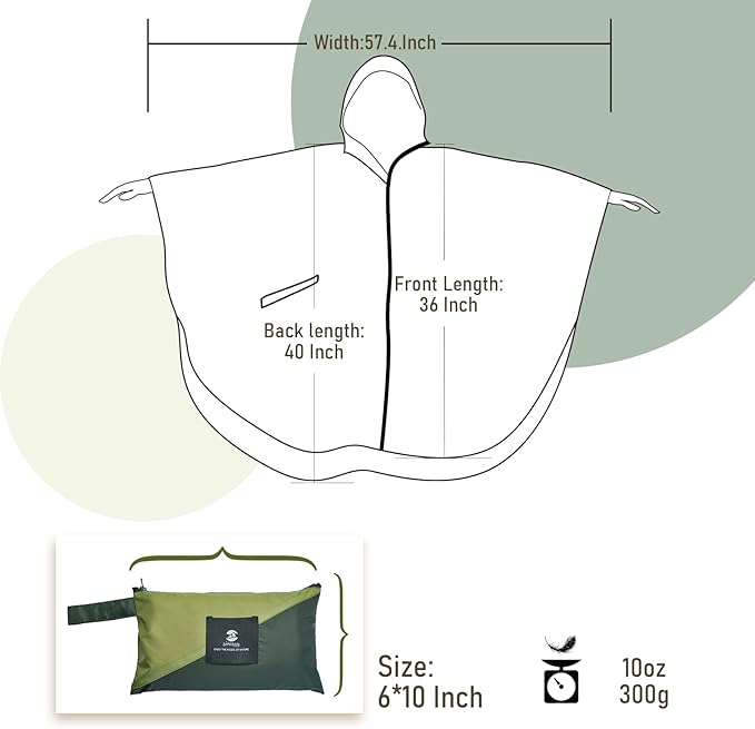 SaphiRose Unisex Rain Poncho Waterproof Raincoat Hooded for Adults Women with Pockets