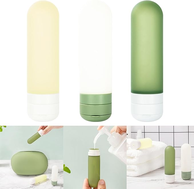 3 Pcs Silicone Travel Bottles Multifunctional Cosmetic Bottles Travel Container For Shampoo Lotion Conditioner Cream