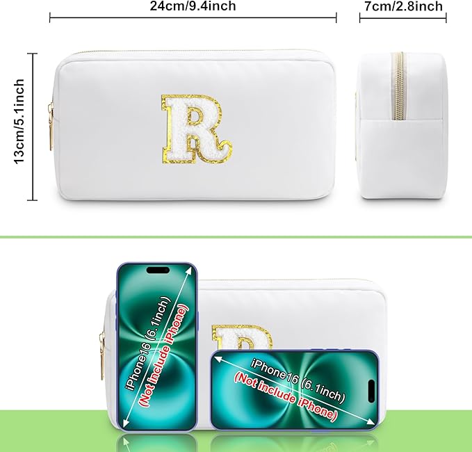 Initial R Makeup Bags Initial Letter A-Z Cosmetic Bag for Women Friends Daughter Sister Mom Inspirational Gifts Travel Toiletry Bag Christmas Birthday Gifts for Her Bridesmaid Bff Makeup Pouch R