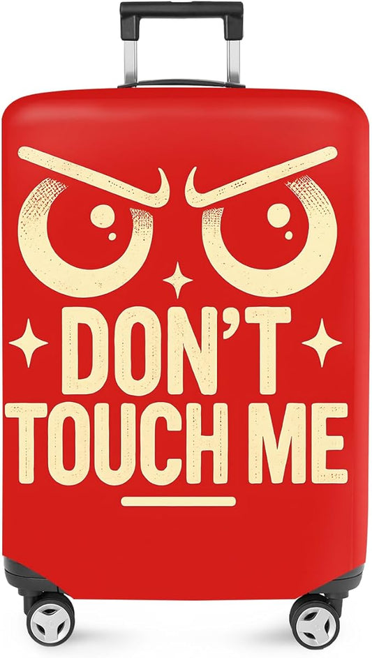 ANNA QUEEN Funny “Don’t Touch Me” Luggage Cover, Bold Red Suitcase Protector with Angry Eyes Design, Stretchable, Washable Travel Cover for 20-22 Inch Luggage