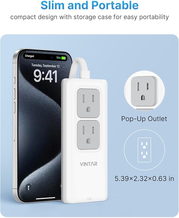 Universal Travel Adapter Kit, VINTAR International Power Adapter with 5ft Extension Cord, 2 Outlets and 3 USB, Type A/C/D/G/I/M Plug for EU/UK/India/Africa/US, Power Strip for Travel Home Cruise Ship