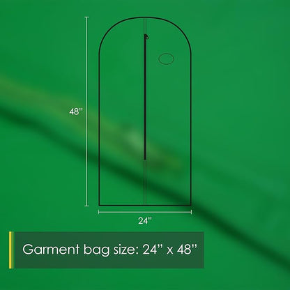 Vinyl Garment Bag, 6 Count, Waterproof, Green, 24"x48", Clear Window, Easy to Use, Convenient Storage of Suits, Shirts, Sweaters and Coats