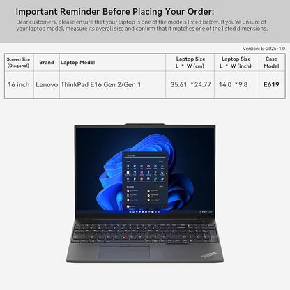 Smatree 16 inch Laptop Sleeve for Lenovo ThinkPad E16 Gen 1/2 Laptop Bag with Accessory Pocket, YKK Zipper, Patented Shockproof Design (E619)