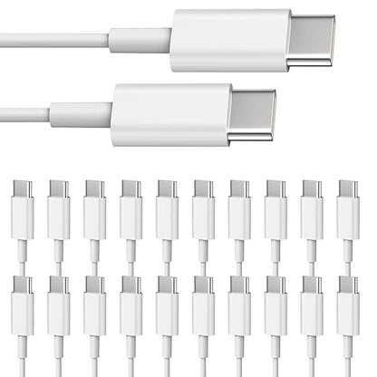 Smays USB C to USB C Cable 20-Pack Bulk, 3ft Type C Charging and Data Cord Multipack White