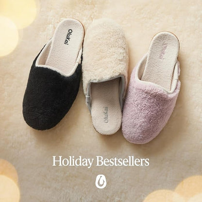 OLUKAI Hale Mule Women's Slipper, Women's Slip-On Shoes, Genuine Shearling with Fleece Lining, Wet Grip Soles for Inside & Outside Wear, Cute & Ultra-Soft Comfort Fit