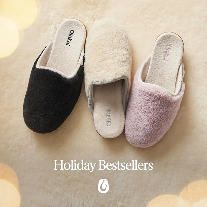 OLUKAI Hale Mule Women's Slipper, Women's Slip-On Shoes, Genuine Shearling with Fleece Lining, Wet Grip Soles for Inside & Outside Wear, Cute & Ultra-Soft Comfort Fit
