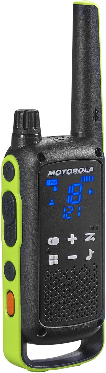 Motorola Solutions T803 Waterproof IP54 Two Way Radio Walkie Talkie 35 mi. Bluetooth w/Charging Dock 2-Pack (Lime Green)