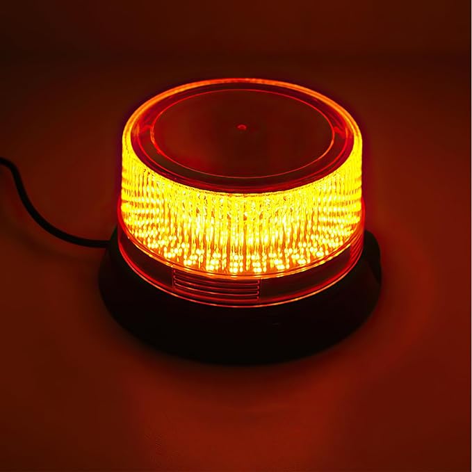 12-24V Amber LED Strobe Light Magnetic, 10 ft Straight Cord, 360°Rotating & Flashing Emergency Lights for Vehicles, Warning Beacon Lamp for Car Truck Tractor Forklift Golf Cart SUV UTV