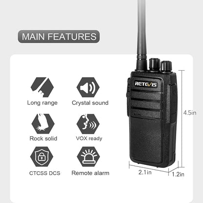 Retevis RT21 Updated Walkie Talkies Adults, Two Way Radios Long Range Rechargeable, 3000mAh Battery, with Six-Way Charger, for Security Warehouse Jobsite(6 Pack)