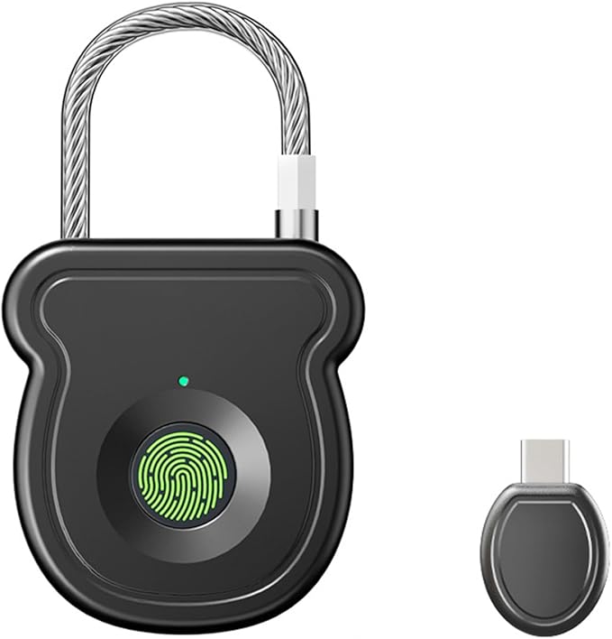 2026 Upgrade Smart Fingerprint Padlock - Keyless Lock with High-Resolution Sensor, 0.5s Unlock, 365-Day Battery, USB Emergency Key for Gym Lockers, Luggage, Backpacks & Gates(Black)