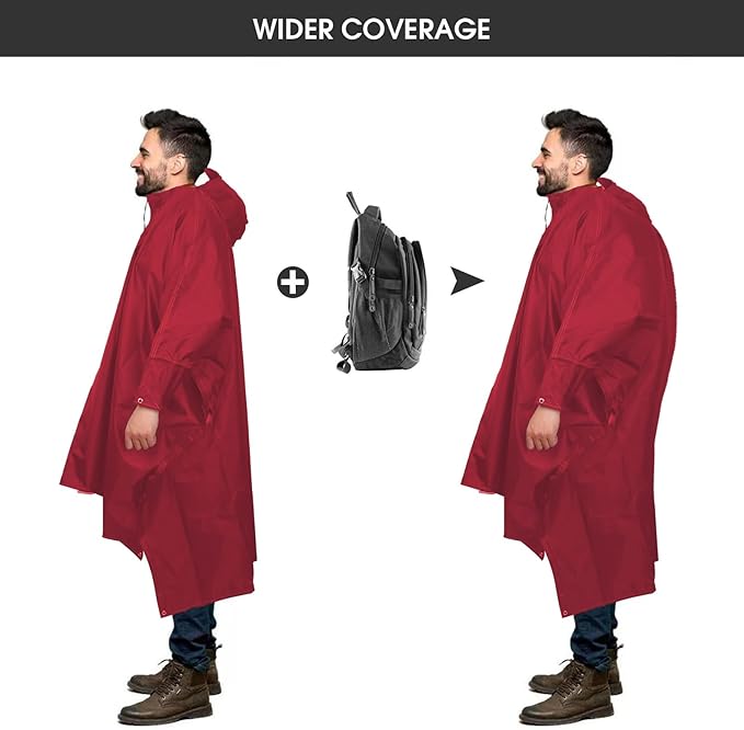 Unisex Rain Poncho for Adults, Hooded Waterproof Raincoat Jacket for Hiking, Camping and Outdoor