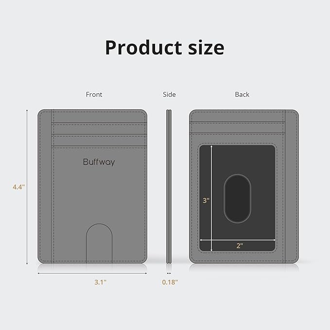 Buffway Slim Minimalist Front Pocket RFID Blocking Leather Wallets for Men and Women - Alaska Purple
