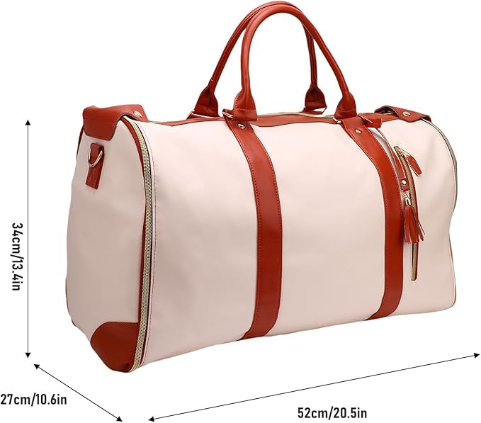 Fabater Travel Bag with Detachable Trolley, 40L Large Capacity water proof Rolling Garment Duffel Bag, with Leather Handle and Shock Absorbing Wheels, for Business Trip and Weekender (Beige)