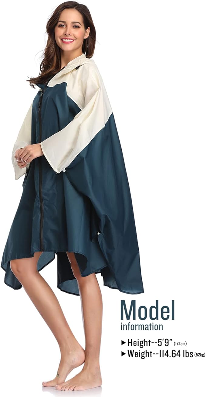 SaphiRose Unisex Rain Poncho Waterproof Raincoat Hooded for Adults Women with Pockets