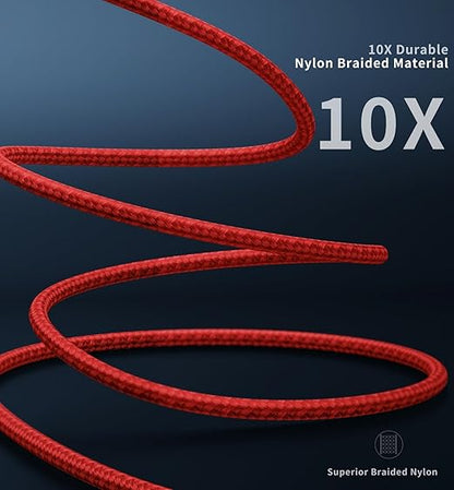 90 Degree USB C to Lightning Cable 10FT, iPhone Charger [Apple MFi Certified] 3Pack Fast Charging Cables Cord, Right Angle Braided USB C Lightning Cable for iPhone 14/13/12/11/Pro Max/Plus/8/7-Red