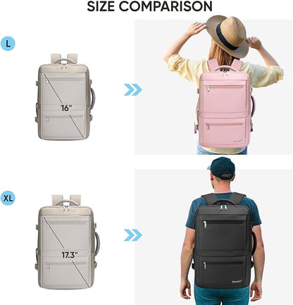 BALEINE Travel Backpack for Women Men, Large Sturdy Carry On Laptop Backpack Gifts for Business, Casual, Weekender, Hiking (XL, Khaki)