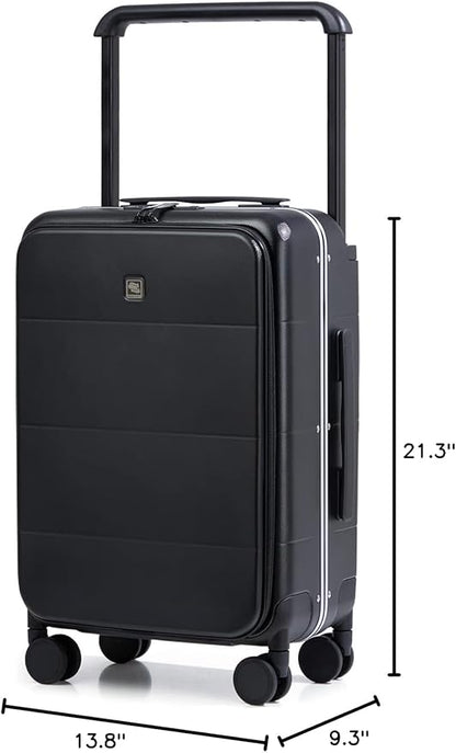 Hanke Top Opening Carry On Luggage, 20 Inch All-PC Aluminum Frame Wide Handle Luggage, Hard Shell Trunk Suitcase with Spinner Wheels, TSA Airline Approved (Jet Black, 40L)