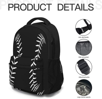 American Flag Baseball Print Backpack, Laptop Backpack with Multiple Pockets for Adult Hiking Travel Work 17 Inch