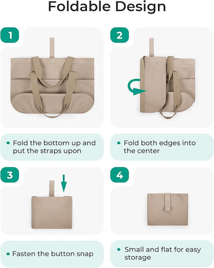 BAGSMART Tote Bag for Women, Foldable Tote Bag With Zipper Travel Large Shoulder Bag Handbag for Work-16.5''l X 6''wx 14''h