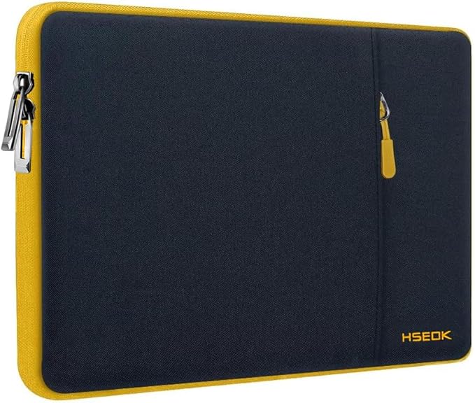 Slim Laptop Case 13.3 14 inch Sleeve, Rainproof & Shockproof Carrying Case for Notebooks Compatible with MacBook Pro 14" and All Models 13.3" MacBook Air/Pro, Most Popular 13"-14" PC,Black-Yellow