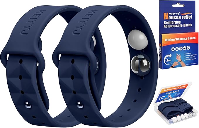 Morning Sickness Relief Wristbands Motion Sickness Bands for Adults Sea Sickness Wristbands for Cruise Travel Nausea Relief of Headaches, Insomnia, Anxiety and Queasinesss-Dark Blue